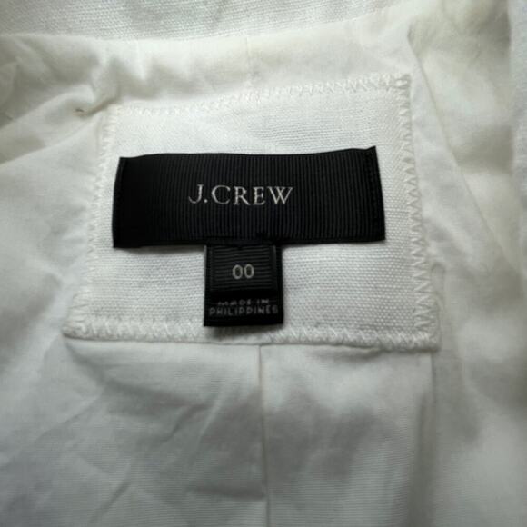 J.Crew Linen Blazer Women 00 White Tailored Casual Work Fall Jacket - Picture 5 of 12
